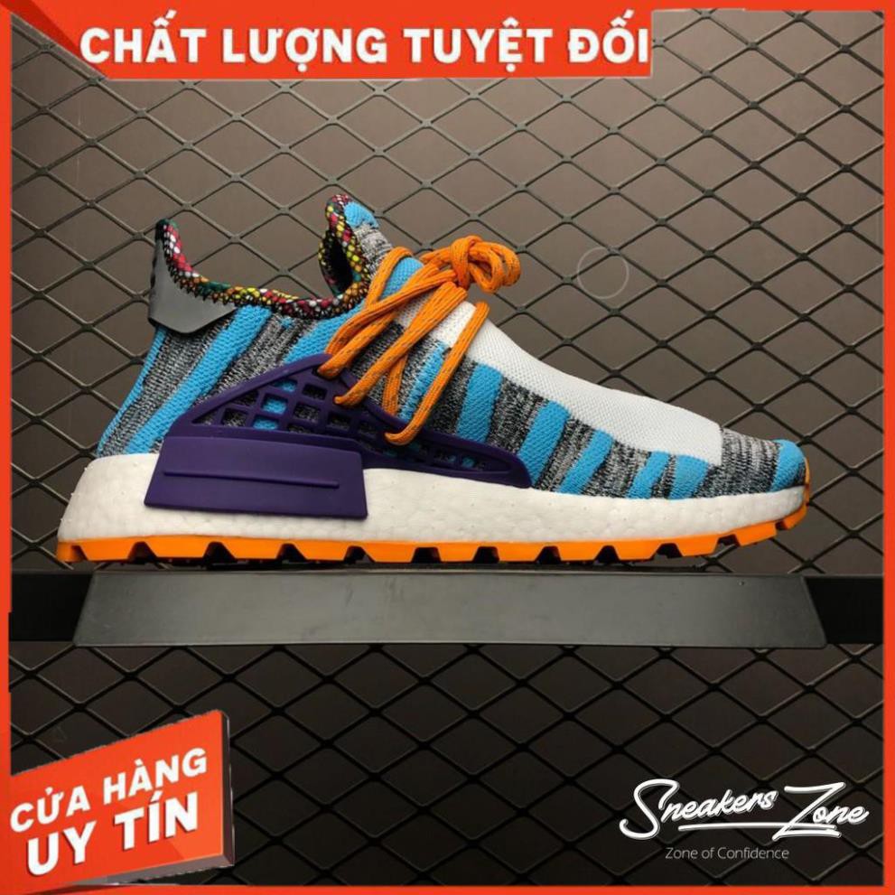 (FREE SHIP + HỘP + QUÀ) Giày thể thao NMD Human Race Solar HU MB3L3 M1L3L3 Xám xanh đế cam siêu đẹp cho nam và nữ