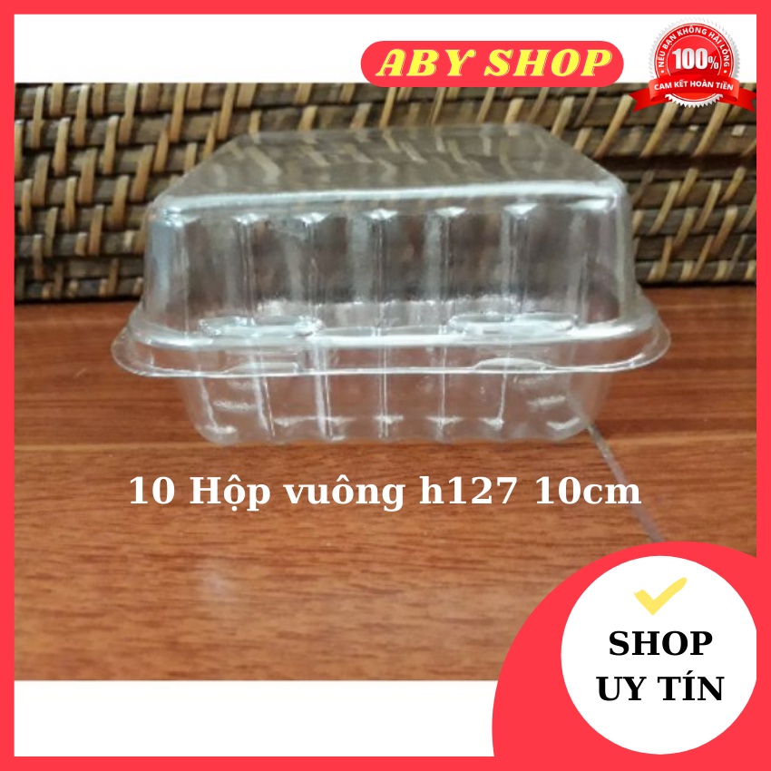 10 Hộp vuông h127 ⚡ CAO CẤP ⚡ hộp nhựa đựng bánh kích thước 10cm x 5cm