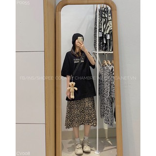 [CV008]🐆 Chân váy da beo trơn xoè nhẹ có lớp lót vải mỏng mát (Có sẵn/ảnh thật)
