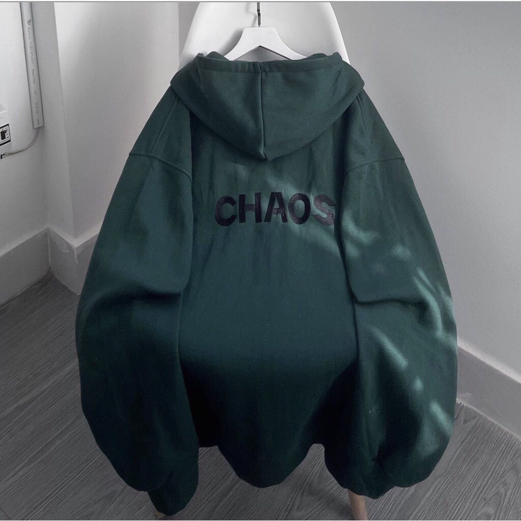 Khoác Nỉ Hoodie Nam Nữ Thêu Ngực Chaos Unisex Mũ To Kéo Khóa- Hoodie Sweater Nỉ Uzzlang