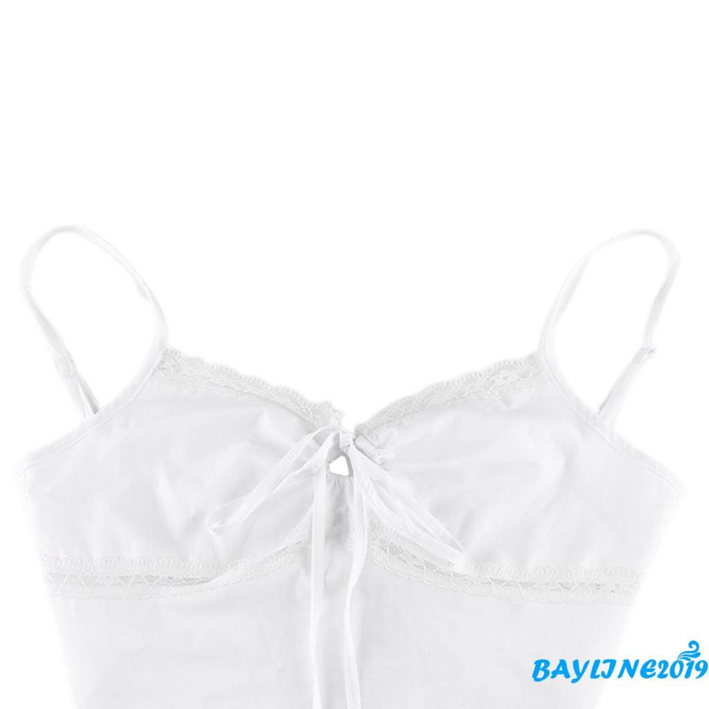 Áo Lửng Hai Dây Phối Ren Hở Lưng Thời Trang Mùa Hè Dành Cho Nữ