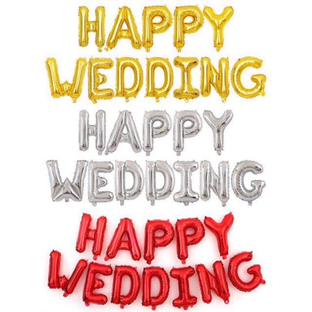 Bộ bóng chữ happywedding trang trí đám cưới phòng tân hôn