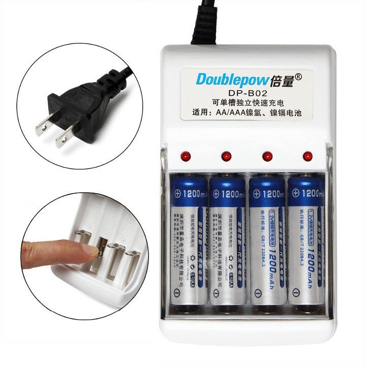 Bộ pin sạc tiểu AAA đa năng 18650 (tặng kèm 4 viên pin 1200mAh)