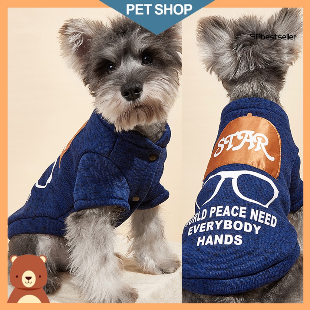 Áo khoác cardigan in chữ giữ ấm thoáng khí thời trang cho thú cưng