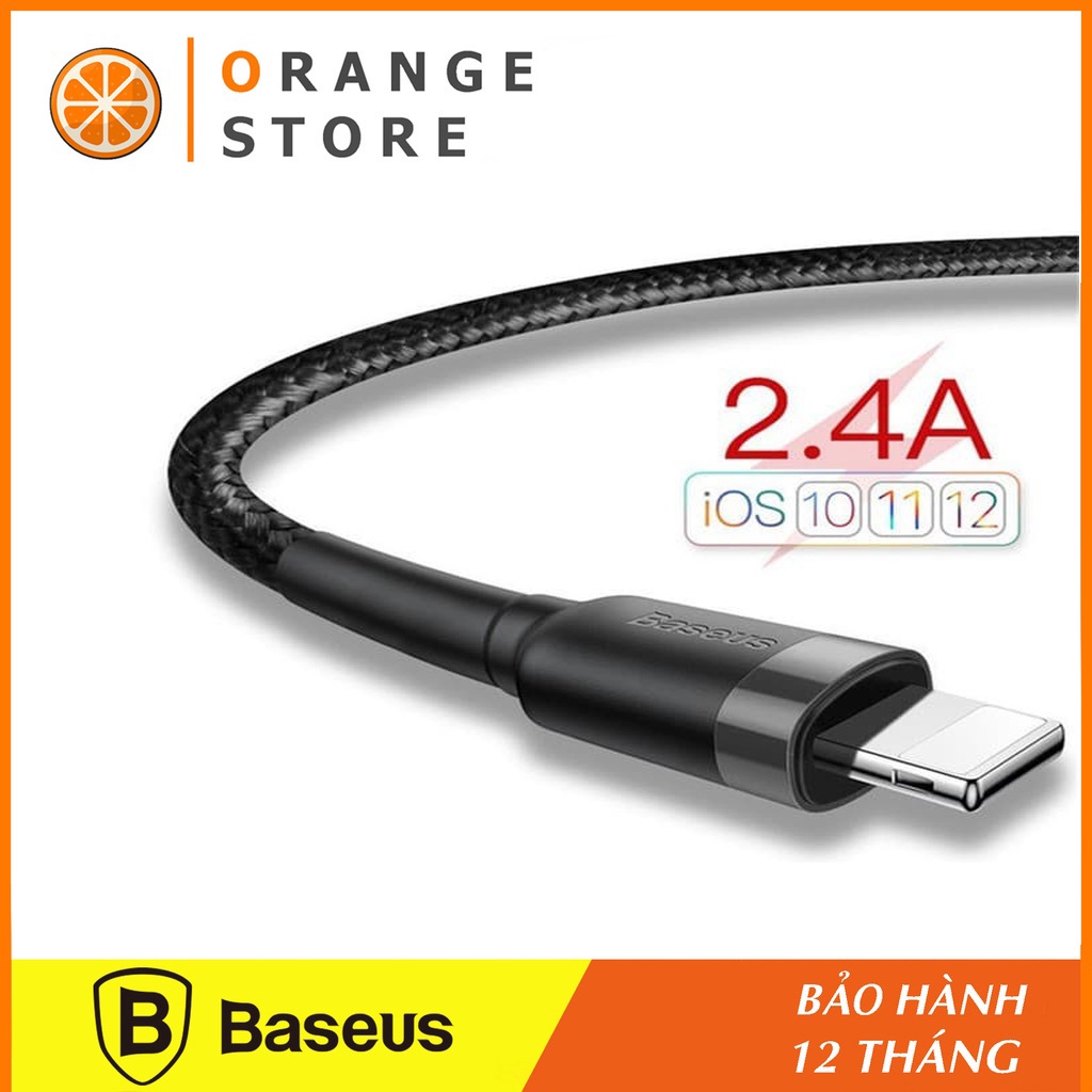 Dây sạc iphone chính hãng dài 2M/1M Baseus Cafule sạc nhanh 2.4A cáp sạc bọc dù siêu bền - PhukienorangeHY