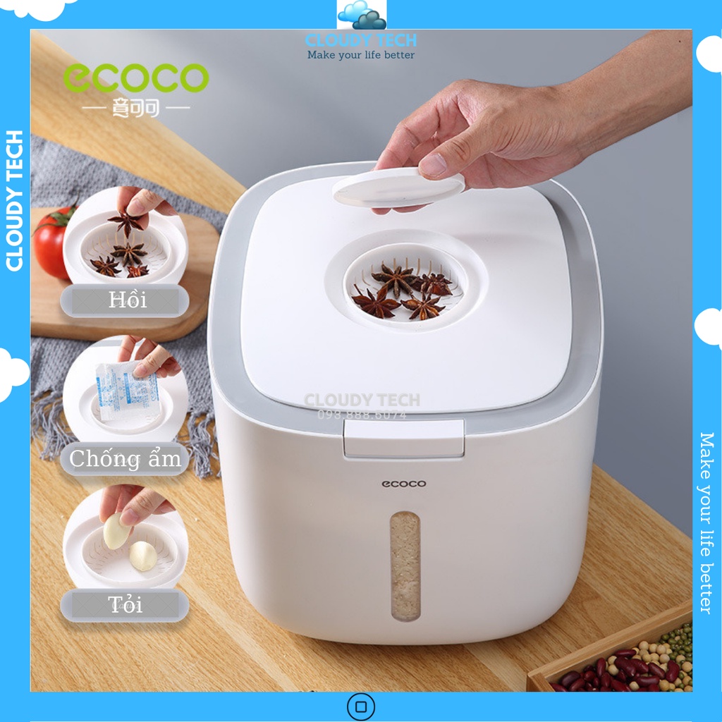 Thùng đựng gạo thông minh ecoco, chống ẩm, chống côn trùng
