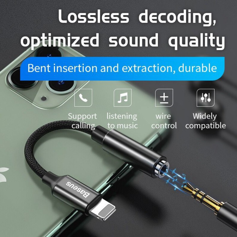 KATIEEL Đầu chuyển Lightning sang Audio AUX 3.5mm Baseus L3.5 (iP Male to 3.5mm Female Adapter support Music / Call)