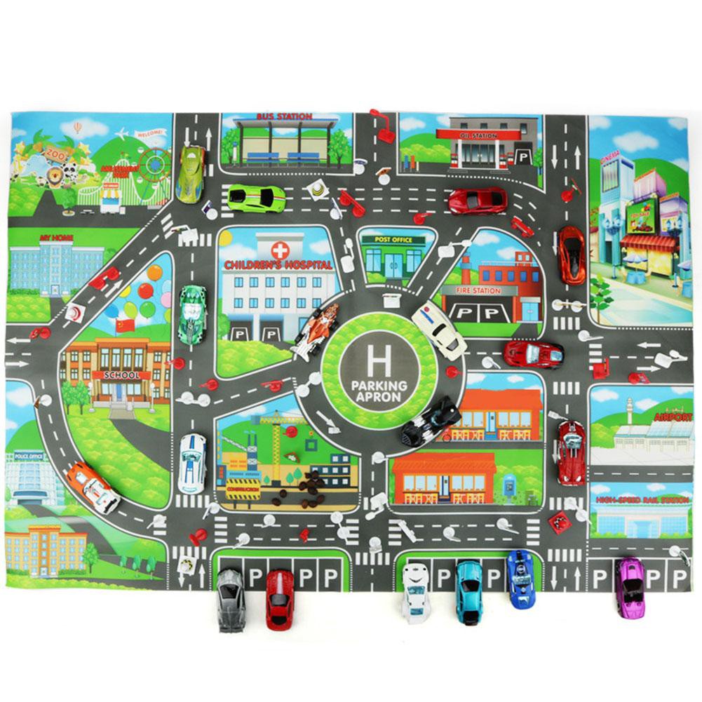 83x58cm City Parking Lot Roadmap Map Road Signs Model Car Climbing Mats Toy KidsDreamMall