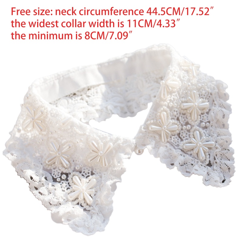 Vòng Cổ Ren Ngắn Đính Hạt Ngọc Trai Giả Phối Diềm Xếp Nếp Trang Trí Cho Nữ