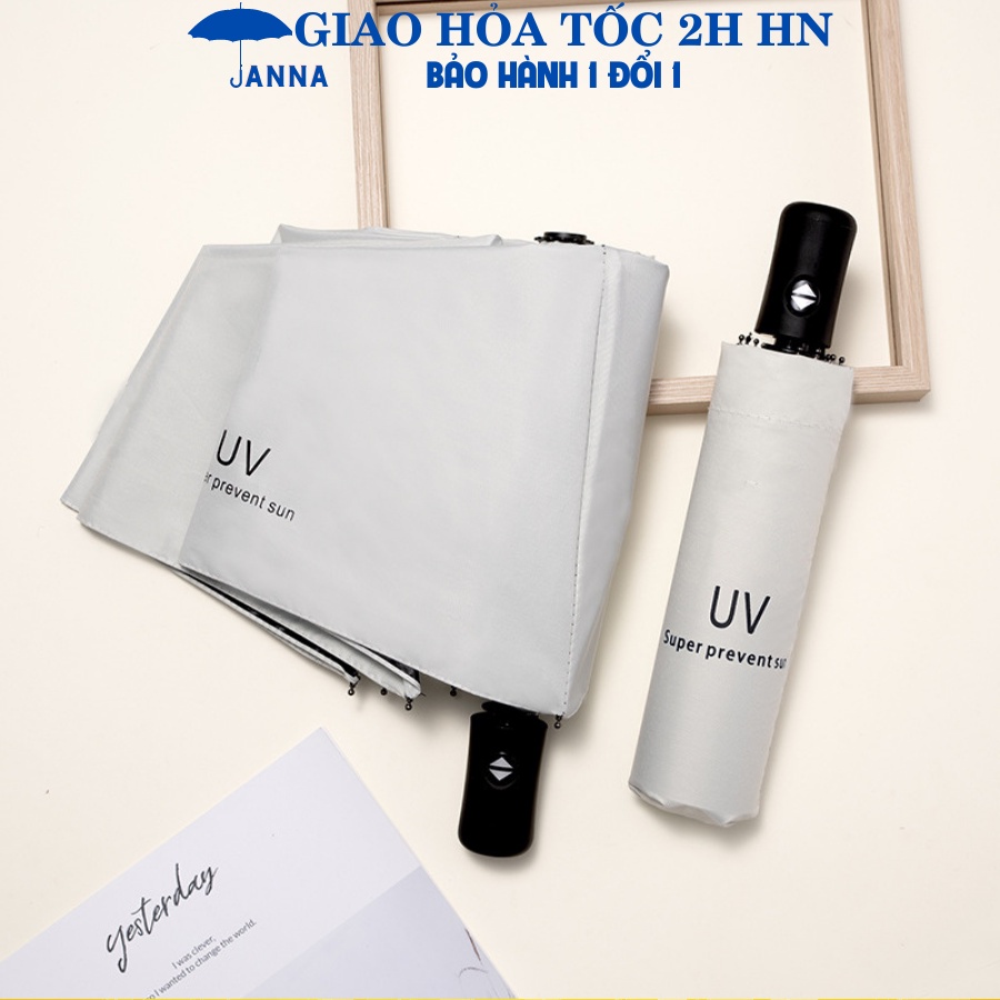 Ô che nắng chống tia UV tự động gấp gọn 2 chiều, dù che mưa cầm tay- JANNA