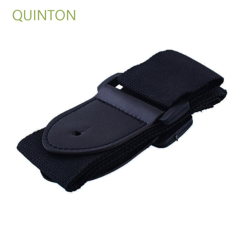 QUINTON Black Bass Belt Universal Adjustable Strap Guitar Strap Nylon Leather Ends Durable Classic High Quality Acoustic Folk Guitar Strap/Multicolor