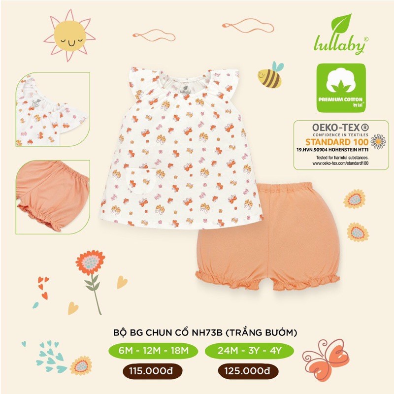 Bộ cộc tay bé trai/bé gái Lullaby 2021 (Sz 6m-4y)