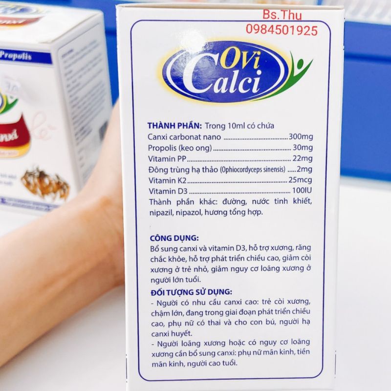 Hộp 15 ống Canxi nano Ovi Calci bổ sung Canxi giúp phát triển chiều cao ở trẻ, giảm nguy cơ loãng xương ở người già