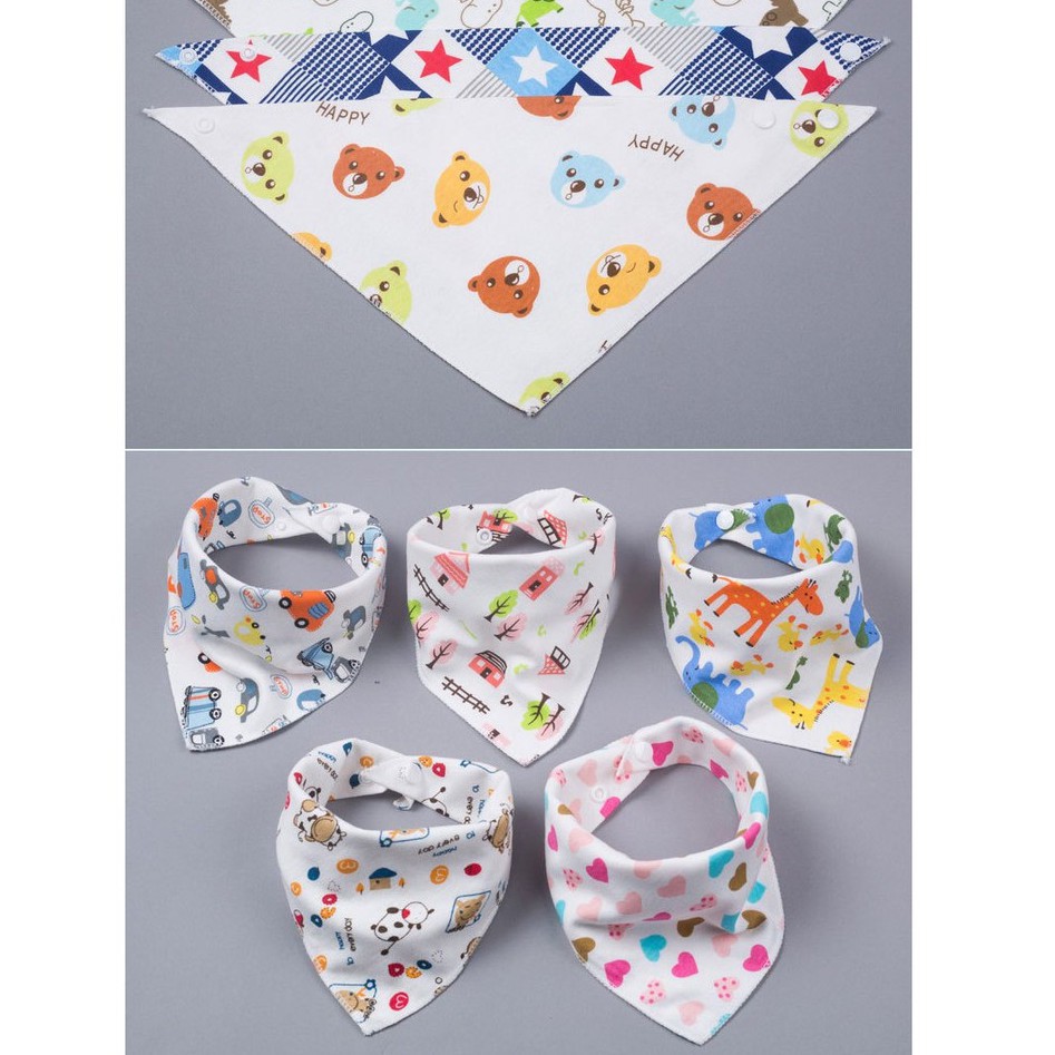 Yếm khăn xô tam giác có khuy bấm điều chỉnh cho bé từ 0-4tuổi