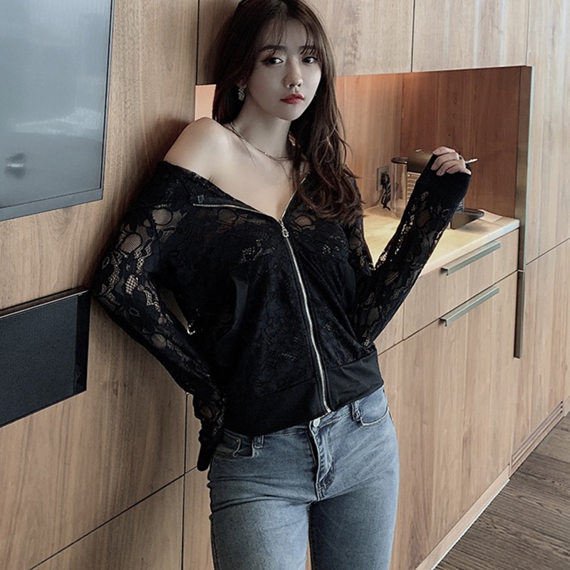 Áo Khoác Ren Mỏng Có Mũ Trùm Đầu Dáng Ngắn Thời Trang Dành Cho Nữ