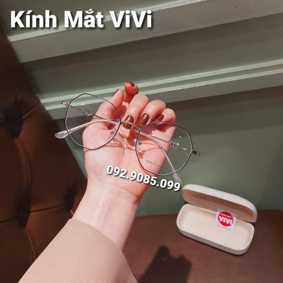 Gọng kính cận kim loại lục giác trái tim - Kính thời trang 0 độ hàn quốc