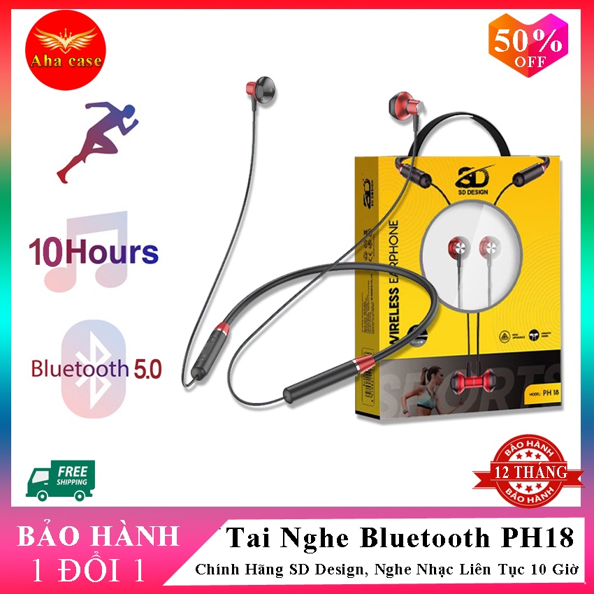 Tai Nghe Bluetooth quàng cổ SD Design PH 18 Kiểu Dáng Thể Thao, Pin cực trâu 10 TIẾNG, Bảo hành 12 tháng | BigBuy360 - bigbuy360.vn