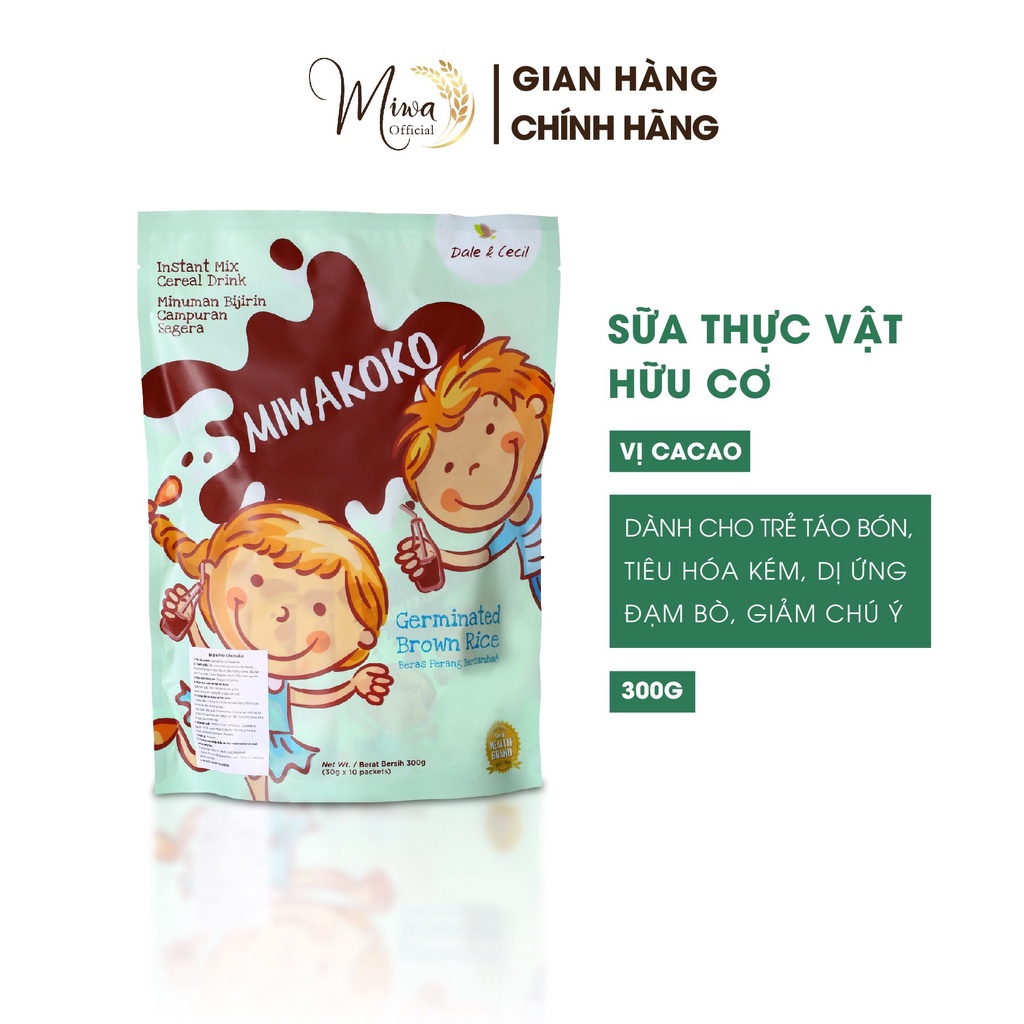 Sữa Hữu Cơ Miwakoko Túi 300g Vị Cacao Nhập Khẩu Malaysia, Sữa Hạt Hữu Cơ Không Chứa Đậu Nành - miwao