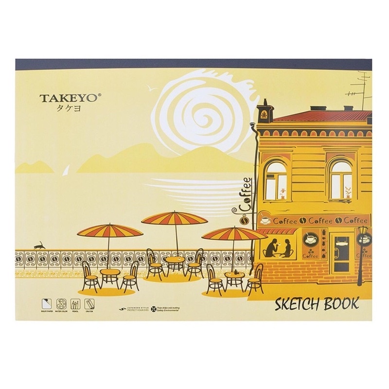 Giấy vẽ Takeyo khổ A4/A3 định lượng 100gsm,20 tờ/tập giấy phác thảo sketchbook cho bé tập vẽ