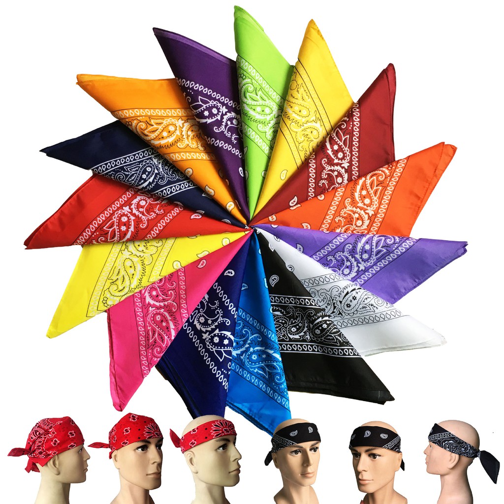 Khăn vuông hiphop bandana (Turban) dùng quấn cổ, buôc khăn, buộc yếm kích thước to góc huyền 83cm, hàng coton vải đẹp