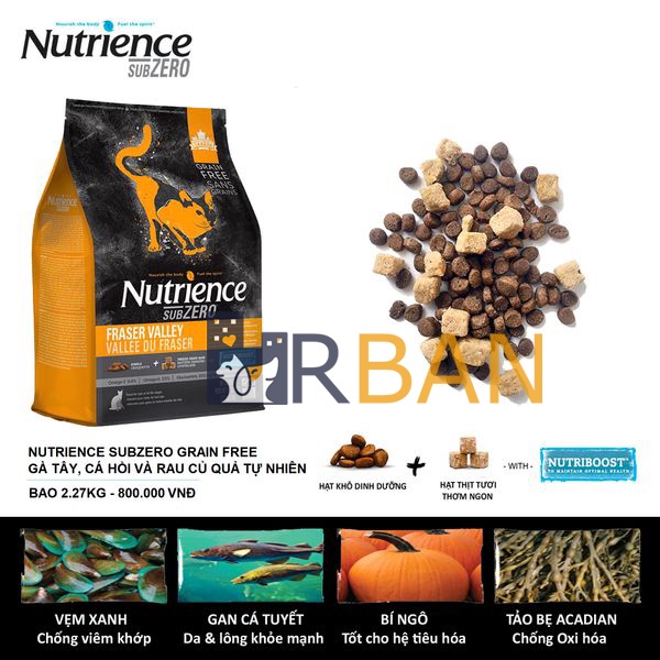 𝗨𝗿𝗯𝗮𝗻_NUTRIENCE SUBZERO_Hạt thịt thật cho mèo mọi lứa tuổi