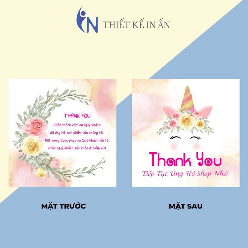 Hộp 100 card cám ơn, card Thank you họa tiết Hoa (15 mẫu) dành riêng cho shop bán hàng