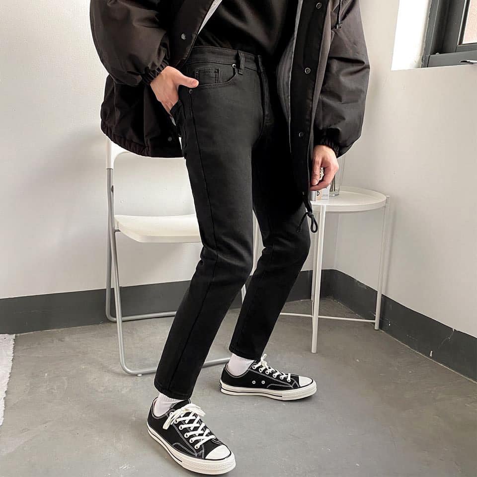 Quần Jean Dài Nam Màu ĐEN TRƠN Phong Cách Trẻ Trung Năng Động From Chuẩn Thời Trang Cao Cấp Athena-Menswear