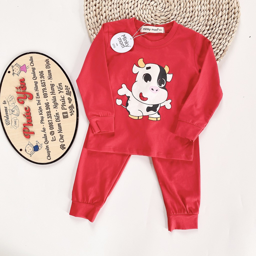 Sale !!! Bộ  Dài Tay Cotton 100 % Hàng Minky Mom  Họa Tiết Trâu Vàng May Mắn Cực Đẹp Cho Bé (8-18kg)(SP001411 )