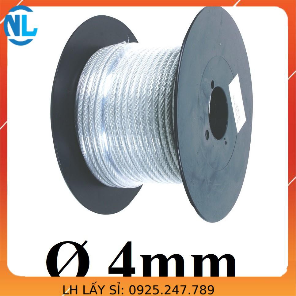 Dây cáp thép bọc nhựa Ø [ 4mm ] dài 1 mét – 1000 mét cáp thép giá sỉ