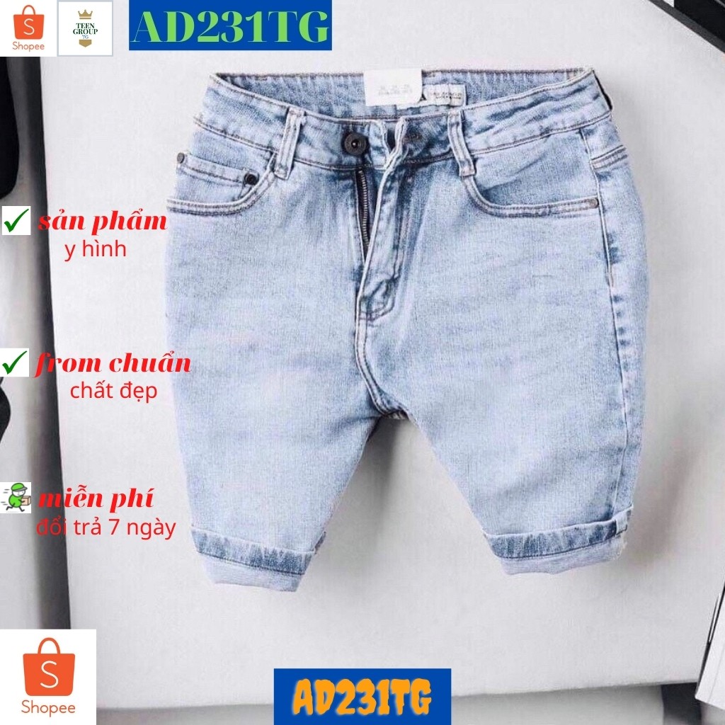 Quần short nam tenji sh231tg quần đùi nam chất bò xanh trơn thời trang tenji store (44 - 70kg)