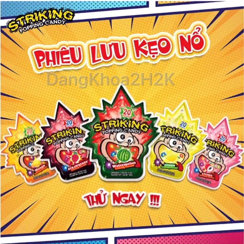 Thùng 48 gói - Kẹo nổ Striking Hongkong 30gr