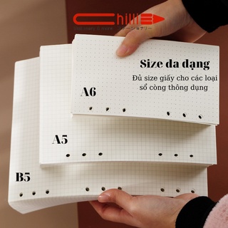 Ruột Sổ Còng BEIFA Giấy Refill Size A4, A5, B5, A6 Full Style Dot Line, Dot, Grid, Small 4,6,9,20,26 Lỗ Grid