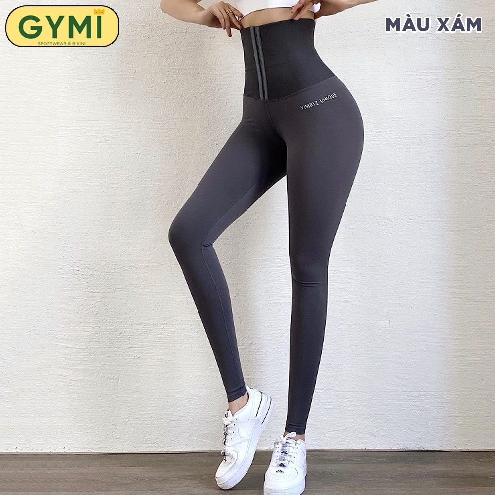 Quần tập gym yoga nữ GYMI QD33 Yimriz Unique dáng legging chất thun lạnh kèm đai Latex nịt bụng thu gọn eo nâng mông