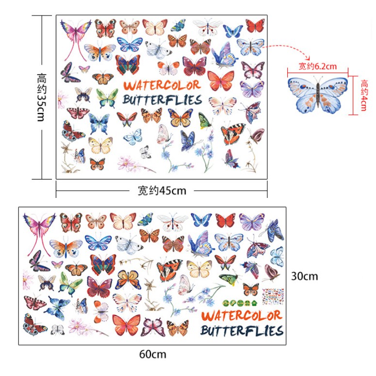 Decal trang trí tường - Bướm xinh sắc màu nhí