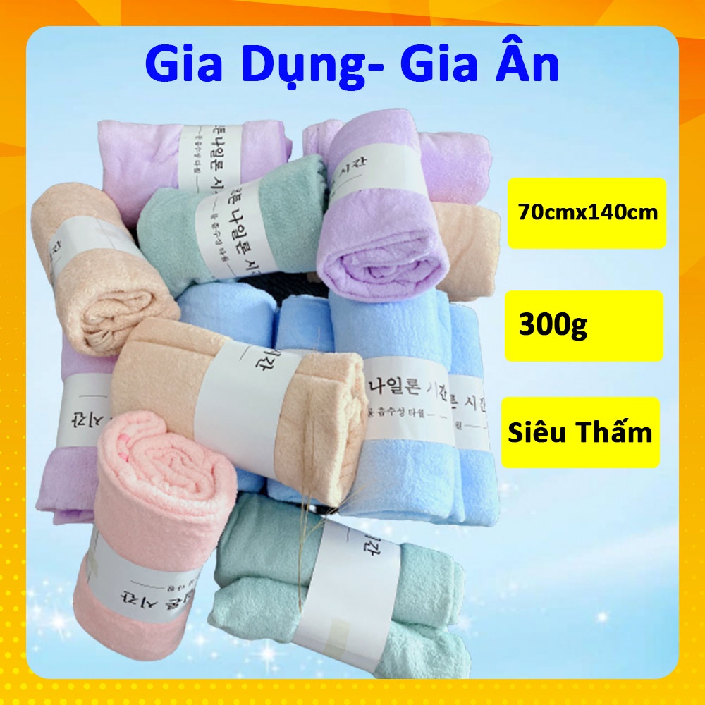 Khăn Tắm Hàn Quốc Lớn Lông Cừu 70x140cm To, Dày 300Gram Siêu Thấm Hút, Nhanh Khô Gia Dụng Gia Ân