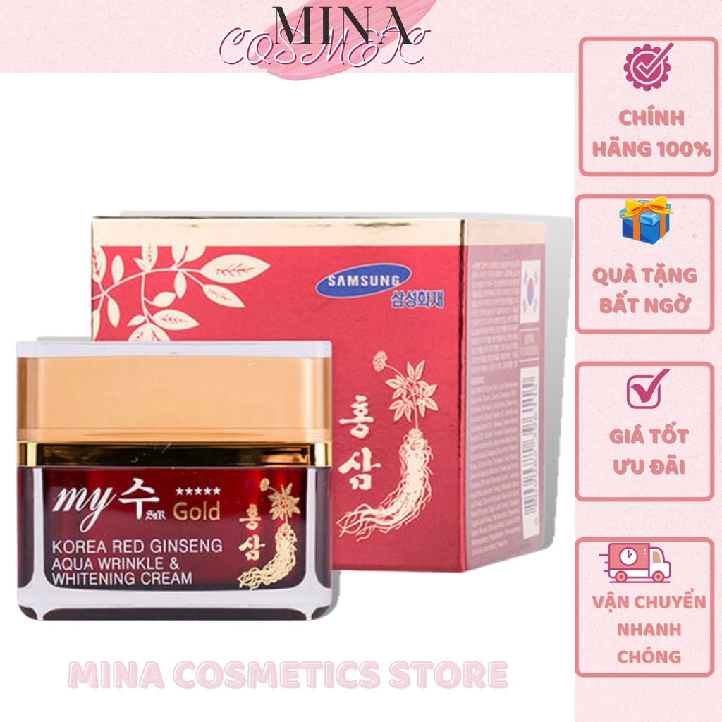 Kem Sâm [Trắng da 100%_Hàng Auth] Kem Sâm Hàn Quốc My Gold Korea Red Ginseng White Cream 50ml