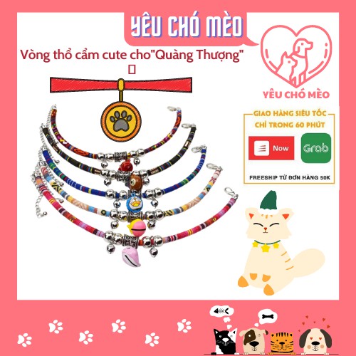 [Mã PET50K giảm Giảm 10% - Tối đa 50K đơn từ 250K] Vòng Cổ Thổ Cẩm Cho Chó Mèo Gắn Chuông