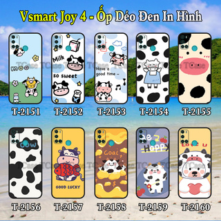 Ốp lưng Vsmart Joy 4 dẻo đen in hình Bò Sữa