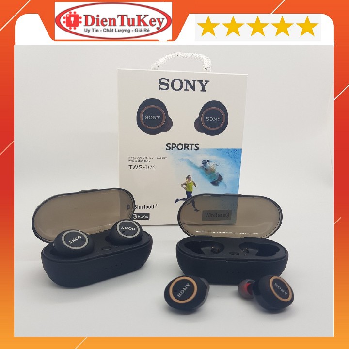 Tai nghe bluetooth Sony TWS D76 cao cấp kiểu airpod 2 tai nhét có dock sạc | BigBuy360 - bigbuy360.vn