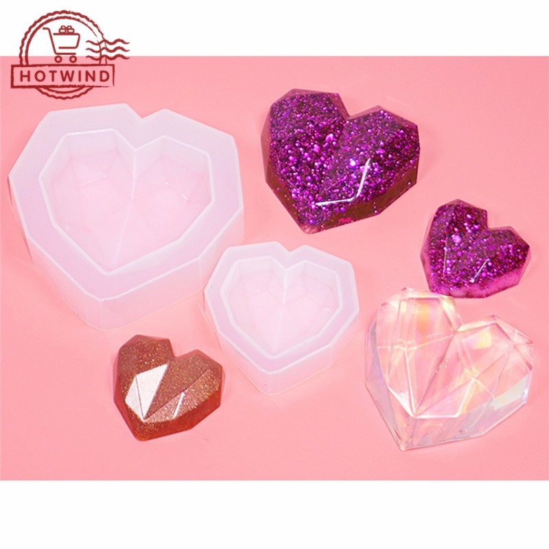 HW 3D Diamond Heart-shaped Silicone Mold Resin Art Silicone Mould Silicone Jewelry Making Molds