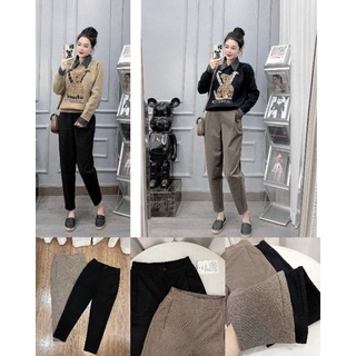 Quần dạ tăm nữ dáng baggy chất liệu dạ tăm thiết kế chun sau mặc mùa thu đông