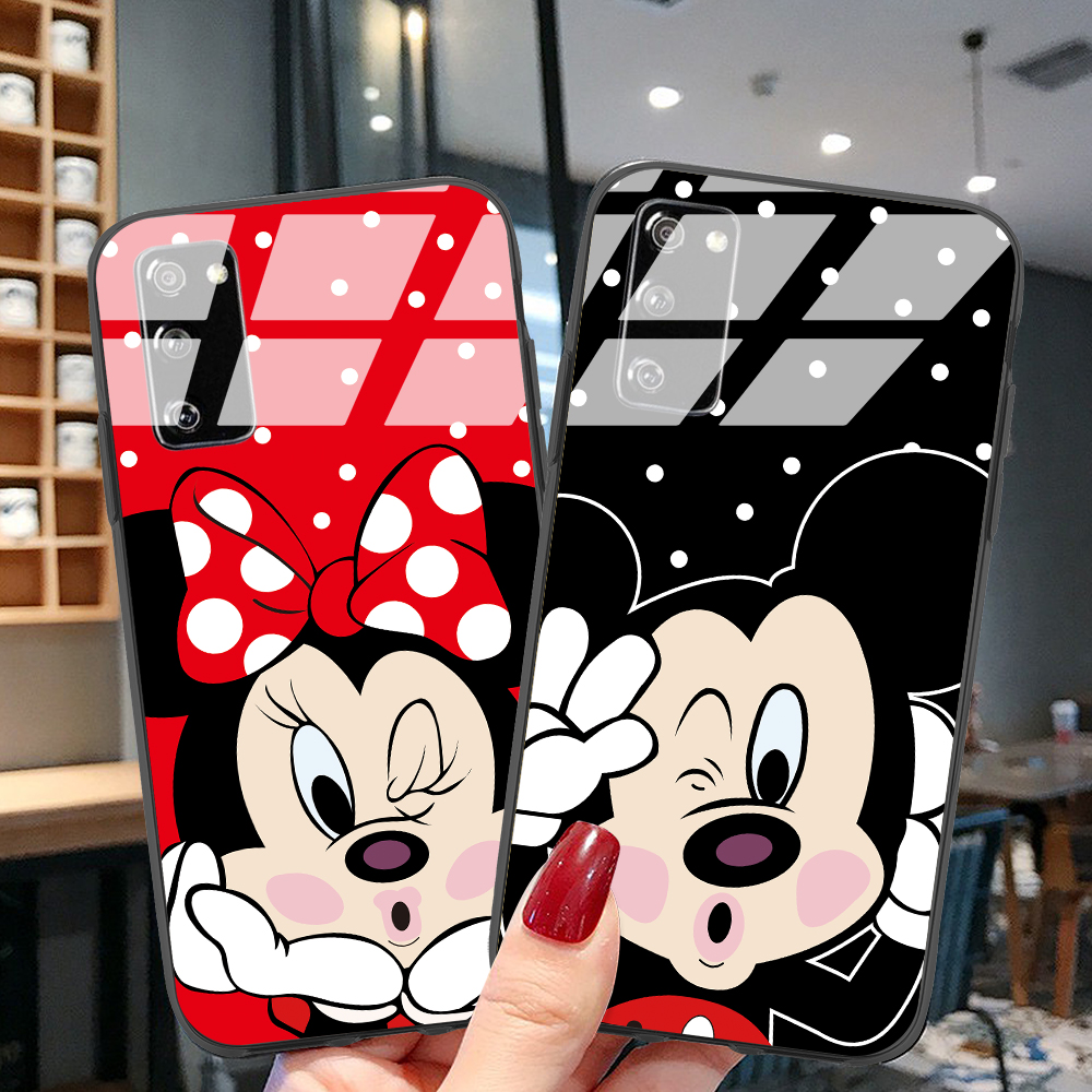 Ốp điện thoại mặt kính Mickey Minnie cho Samsung galaxy S9PLUS S9 S8PLUS S8 S7EDGE S7