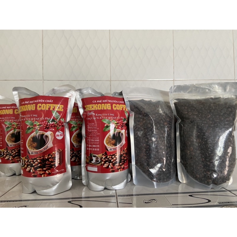 CÀ PHÊ HẠT RANG MEKONG COFFEE ĐÓNG GÓI TÚI ZIPPER 500g