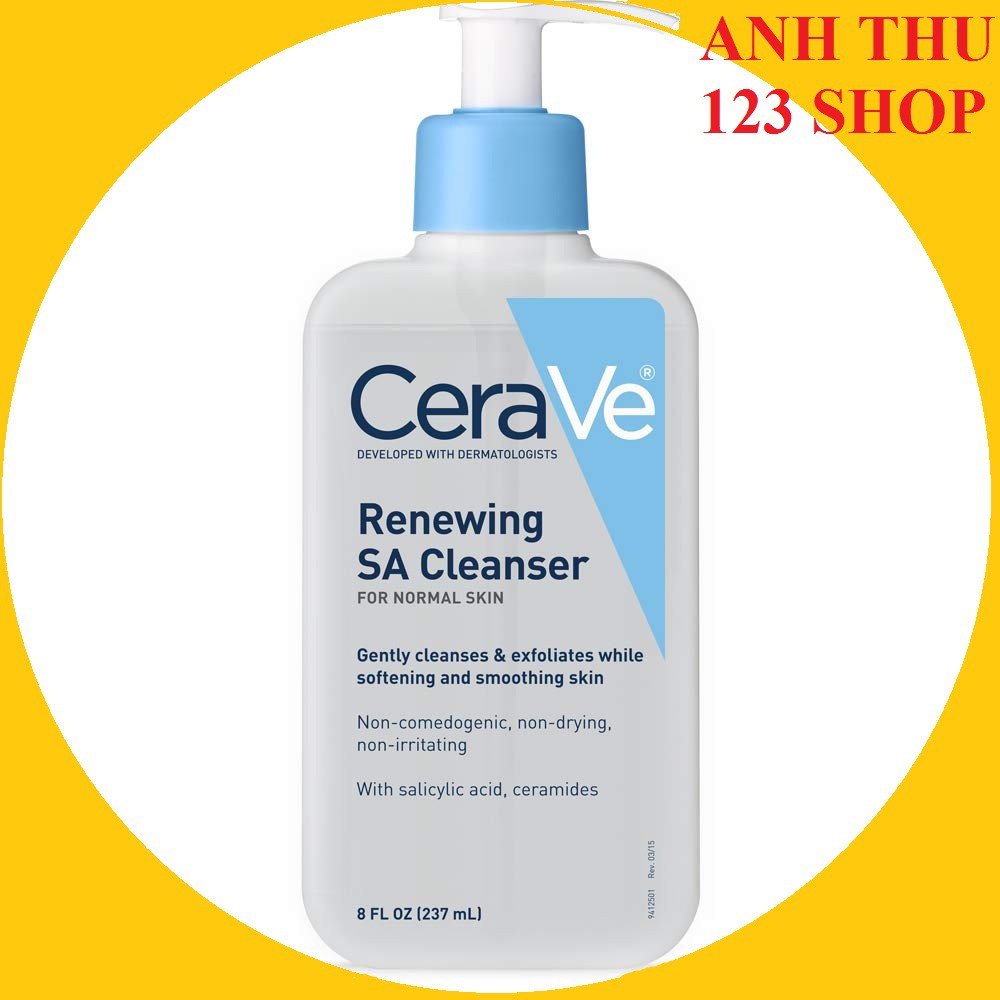 Sữa rửa mặt CeraVe Renewing SA Cleanser rửa sạch mụn, mụn đầu đen, nhập Mỹ đường máy bay chất lượng hảo hạng 237ml