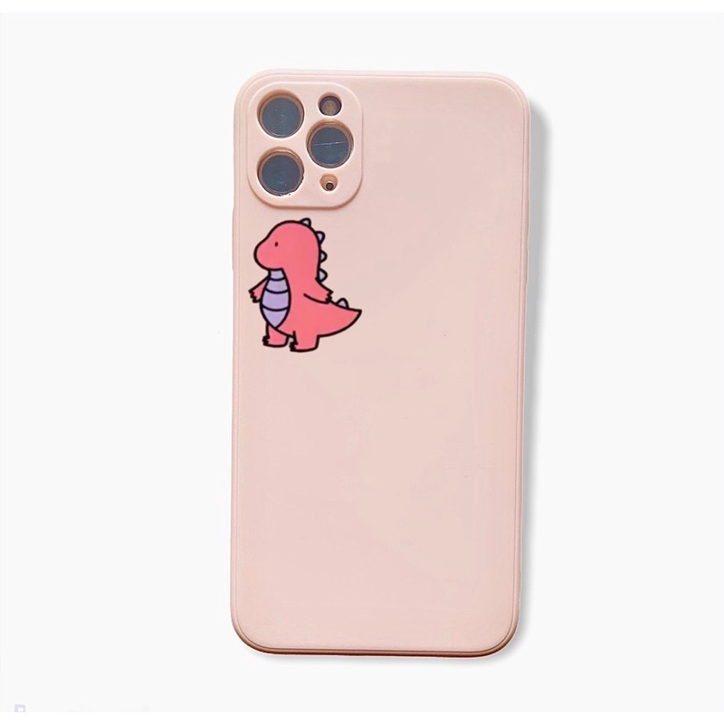 Ốp lưng iphone hình khủng long cute cạnh vuông giả ip12 5/5s/6/6plus/6s/7/7plus/8/8plus/x/xr/xs/11/12/pro/max