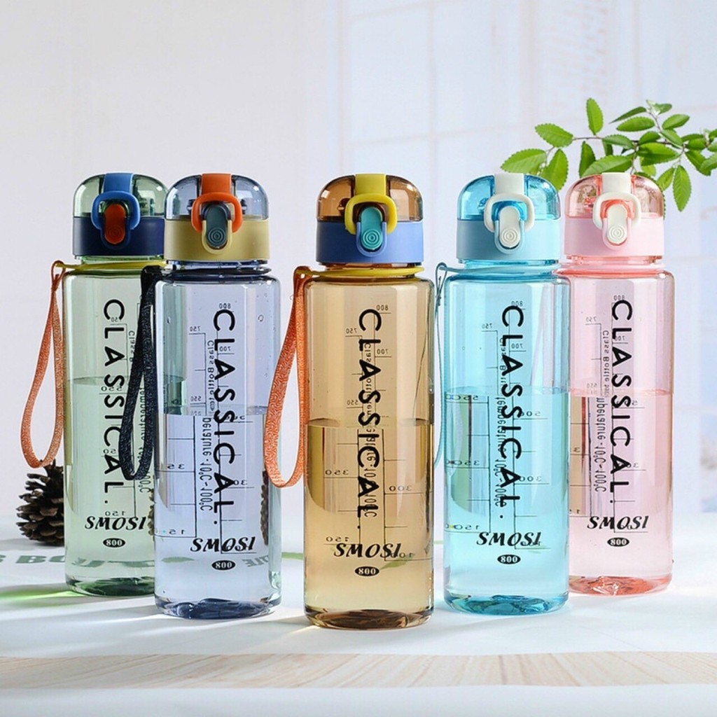 BÌNH NƯỚC NHỰA CLASSIC CÓ QUAI, TIỆN LỢI MANG ĐI CHƠI, TẬP GYM, MANG ĐI HỌC, ĐI THỂ DỤC. BÌNH NƯỚC 800ml