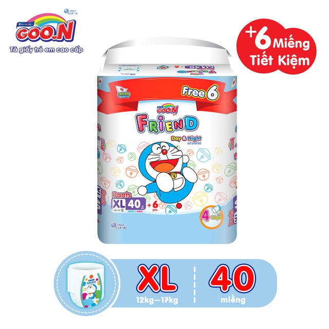 [SET 2 BỊCH CỘNG 6 MIẾNG] Tã quần Goo.N Friend Doremon gói cực đại M54 / L46 / XL40 / XXL34 / XXXL22