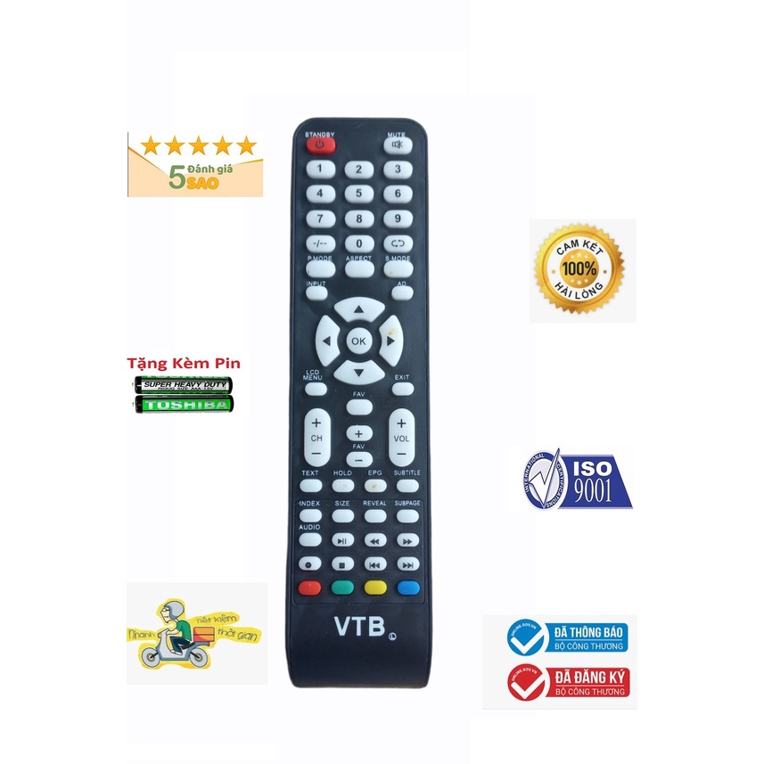 Điều khiển đầu VTB  loại tốt zin theo máy - Tặng kèm pin chính hãng - Remote VTB - Remote Đầu thu  VTB