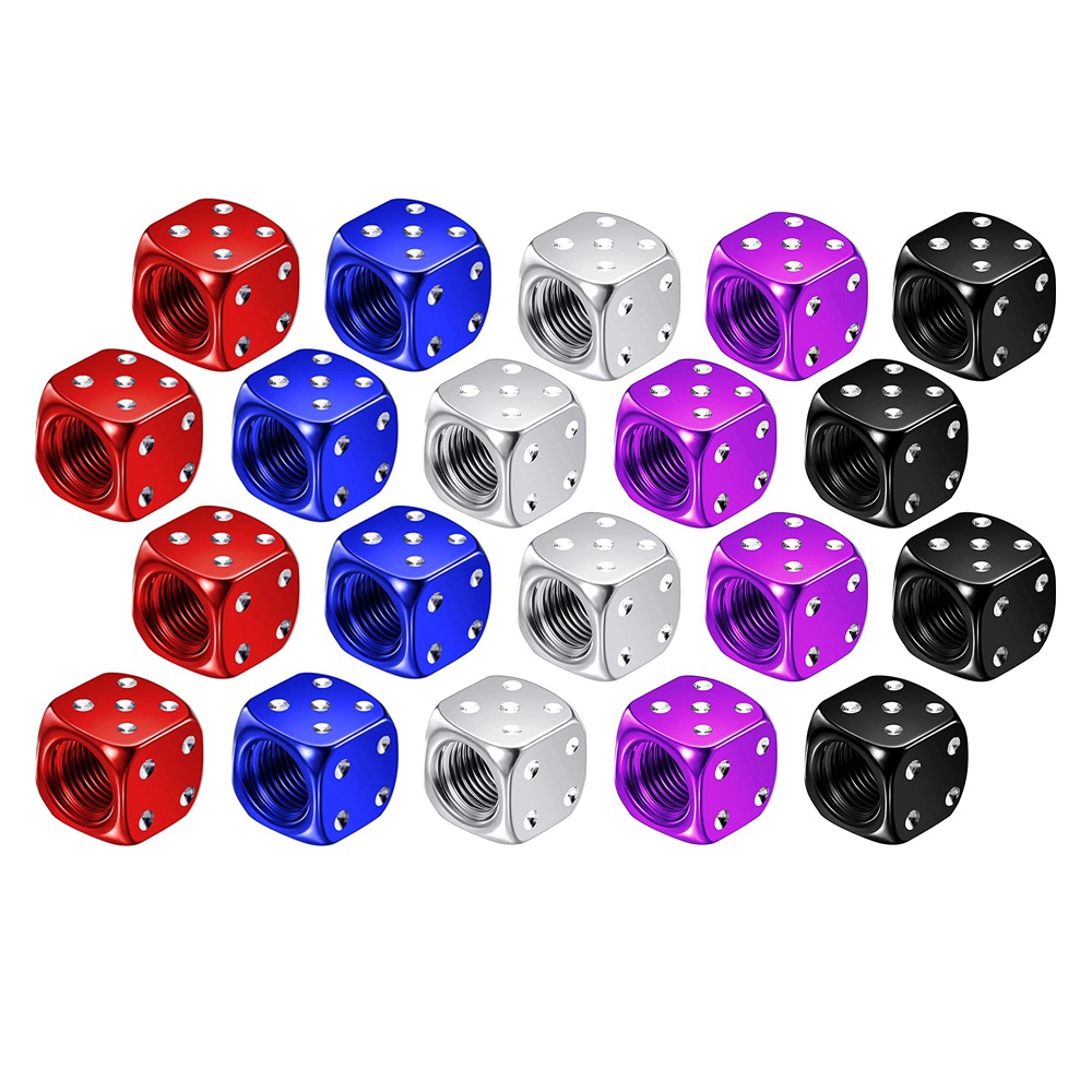 4 Nắp Van Bánh Xe Hơi / Xe Máy Hình Xúc Xắc Bằng Nhôm Nhiều Màu Chống Bụi