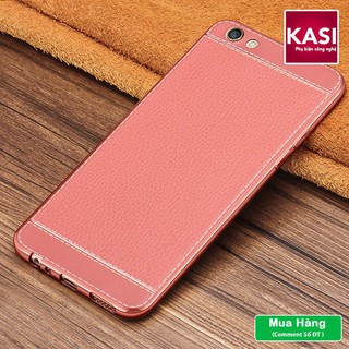 Ốp lưng Oppo F1S Silicon Gỉa Da màu hồng nhạt